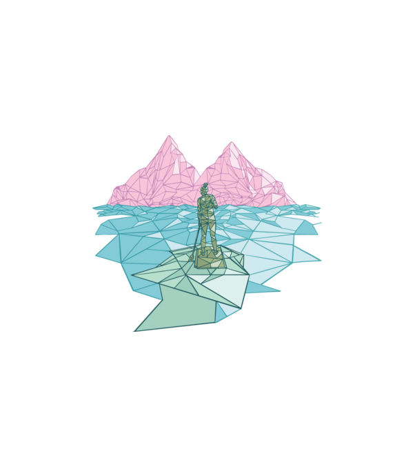 Lowpoly Padding minta fehér pólón