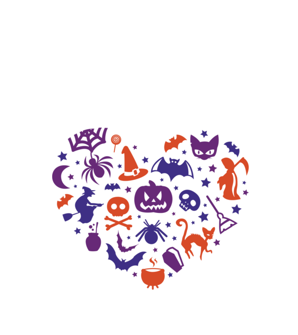 Halloween Szív minta fehér pólón