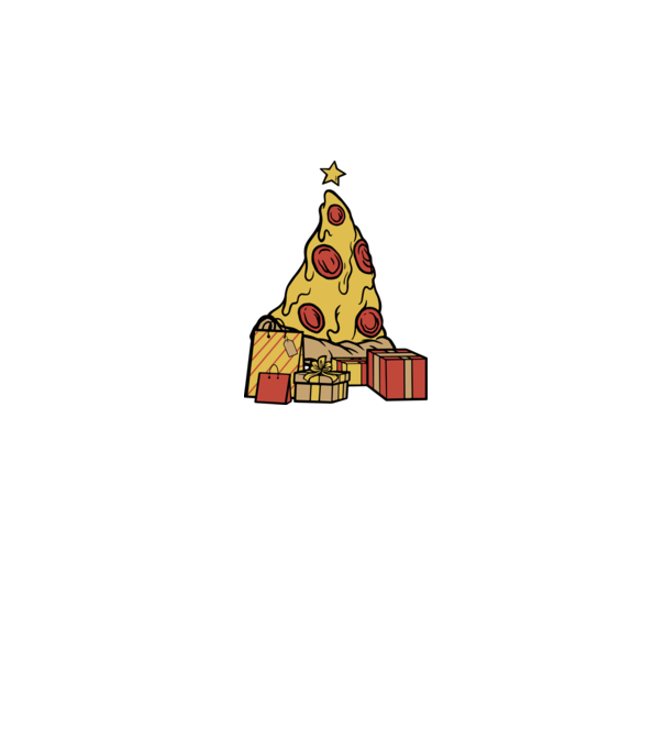 Pizza Karácsonyfa minta sötétkék pólón