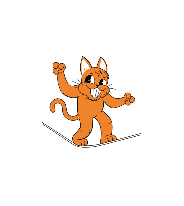 Cat slackline minta fehér pólón