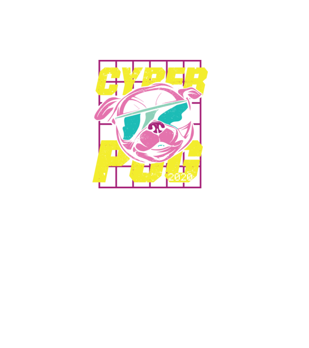 Cyber Pug Mopsz minta fekete pólón