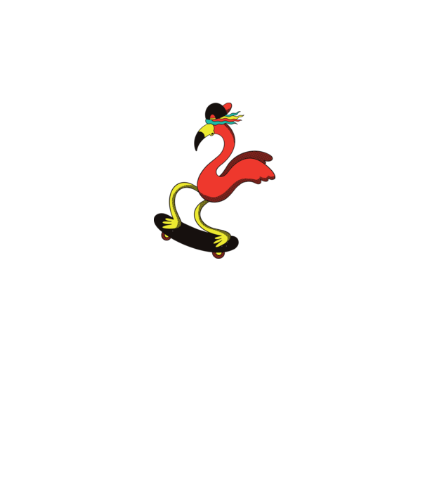 Gördeszkás Flamingó minta szürke pólón