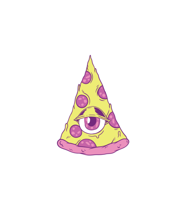 Illuminati Pizza minta fehér pólón