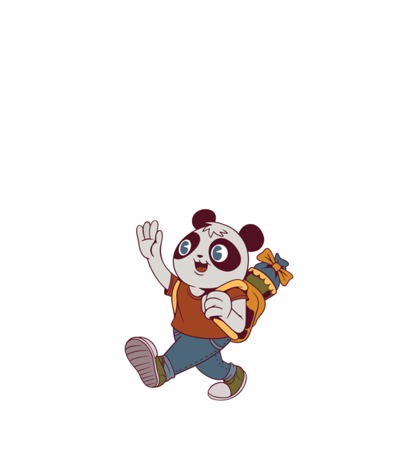Iskolás Panda minta sötétkék pólón