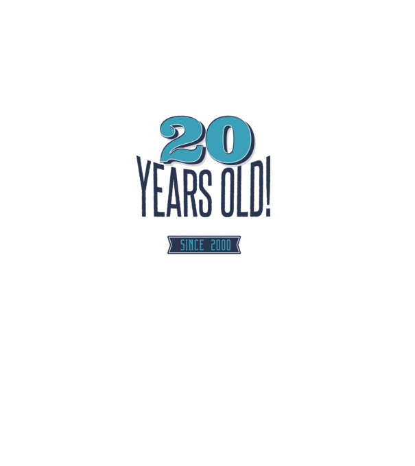 20 years old awesome since 2000 minta szürke pólón
