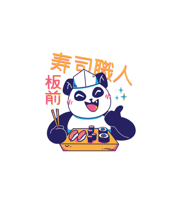 Panda Sushi Séf minta fehér pólón