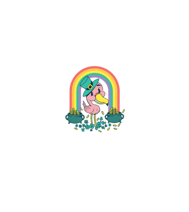 Szent Patrick flamingo minta fehér/piros pólón
