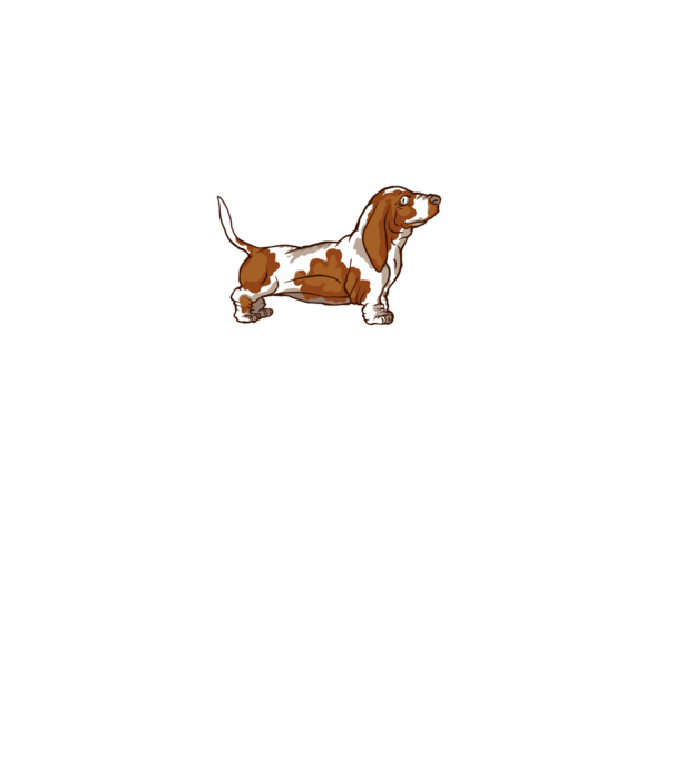 Basset Hound minta fehér pólón