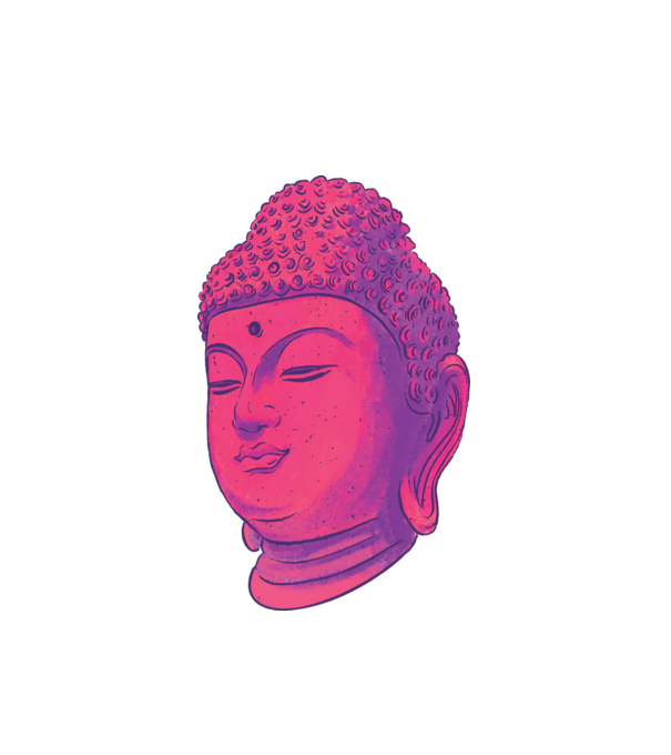 Színes buddha szobor minta fehér pólón