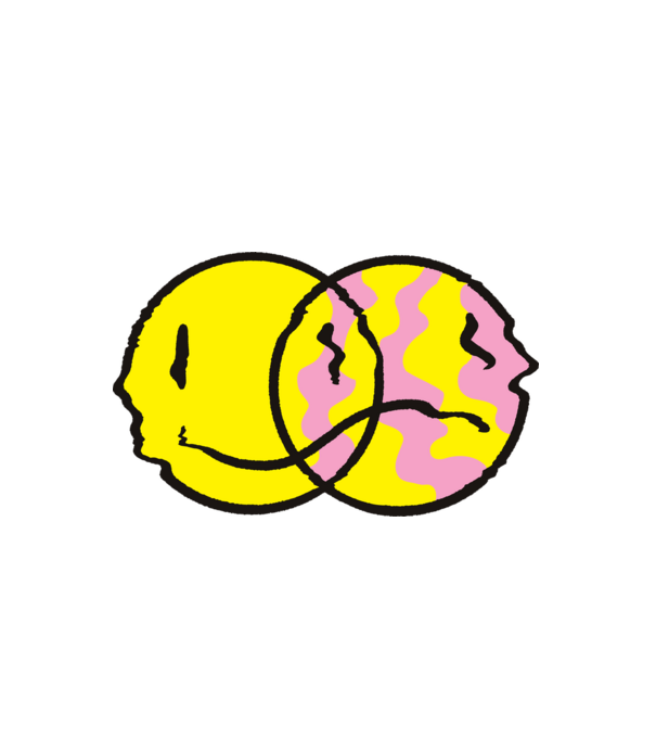 Happy Sad Emoji minta fehér pólón