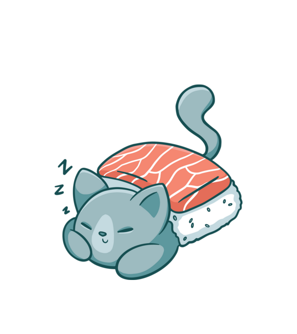 Sushi macska minta fehér pólón