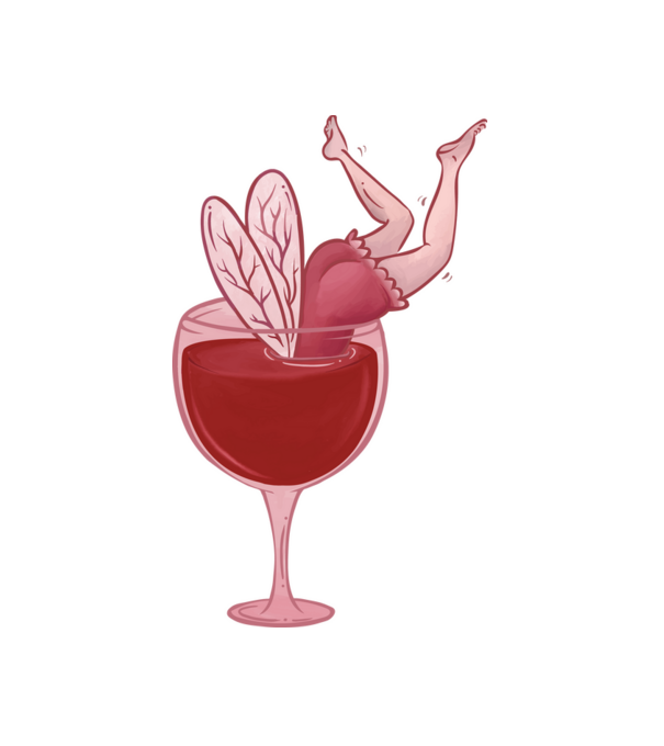 FairyWineGlass minta fehér pólón