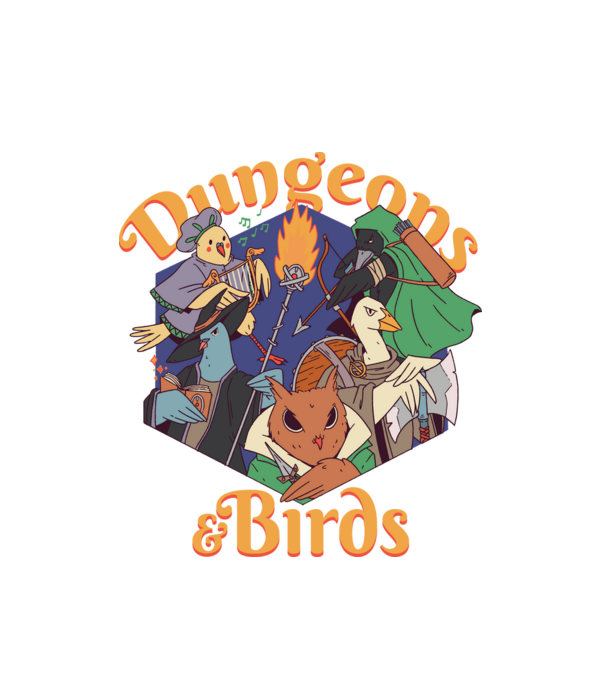 Dungeons And Birds minta fehér pólón