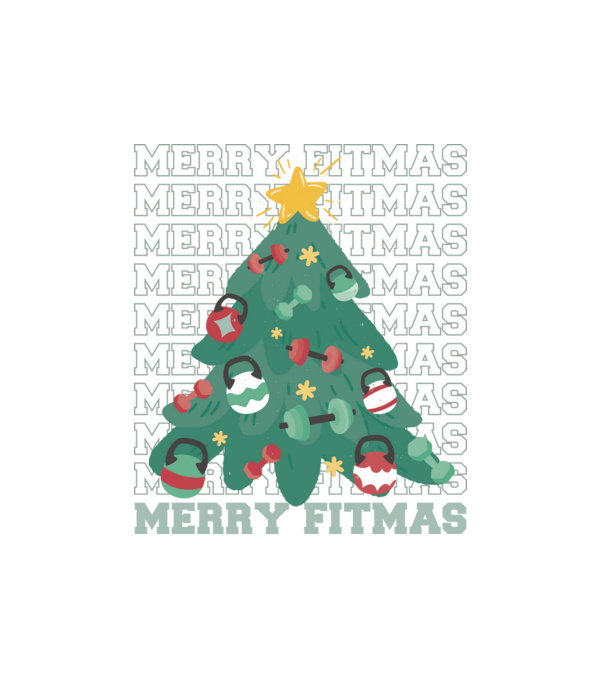Merry Fitmas Karácsonyfa Fitness minta fehér pólón