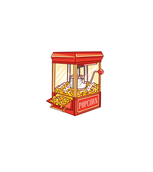 Popcorn gép minta fekete pólón