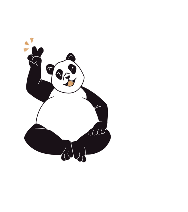 Panda béke jel minta fekete pólón