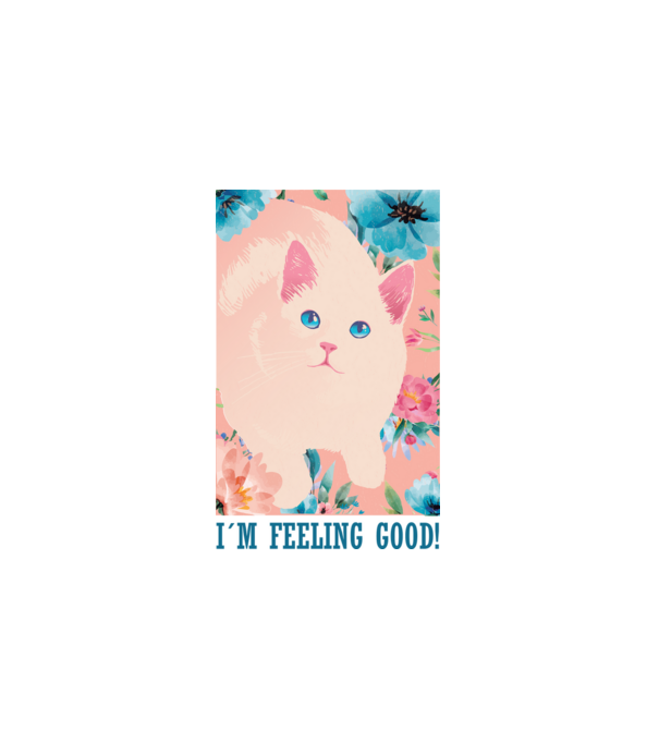 Vintage cat minta fehér pólón