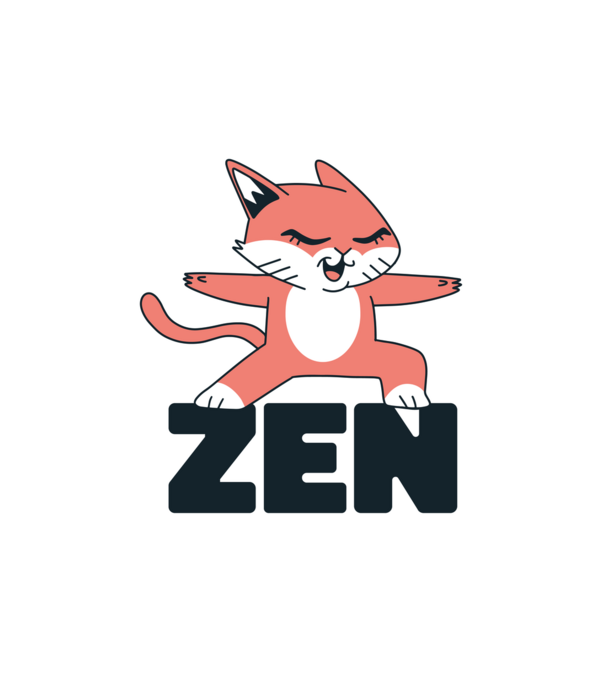 Macska zen minta fehér pólón