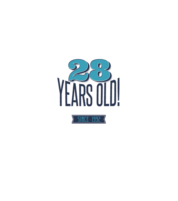 28 years old awesome since 1992 minta szürke pólón
