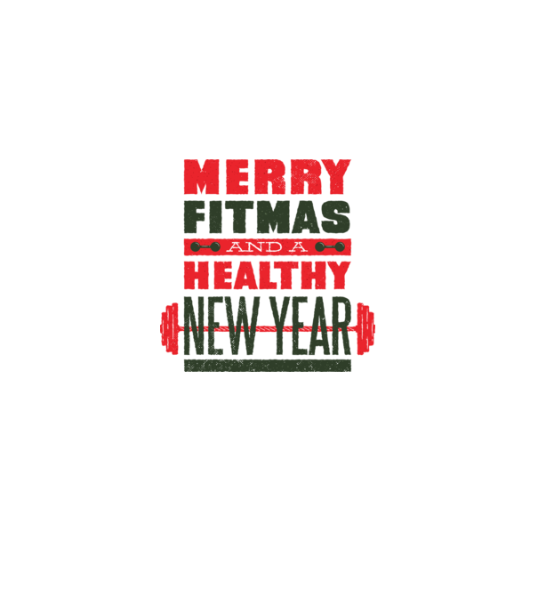 Merry Fitmas and a Healthy New Year vicces gyúrós póló minta fehér pólón