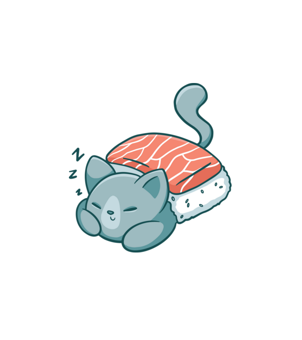Sushi macska minta fehér pólón