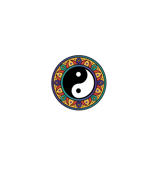 YinYang Mandala minta fehér/piros pólón