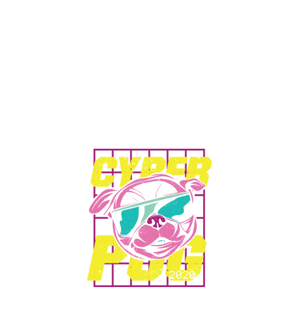 Cyber Pug Mopsz minta fekete pólón