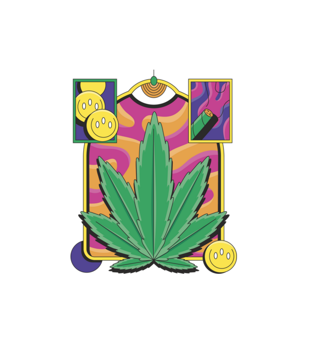 Hippy Kannabisz minta fehér pólón