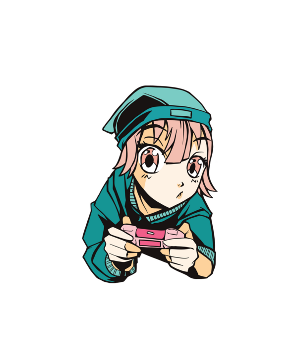 Anime Gamer Lány minta fehér pólón