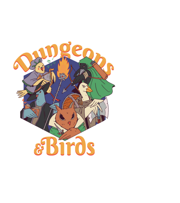 Dungeons And Birds minta fehér pólón
