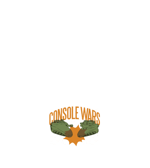 Konzol háború minta fehér pólón