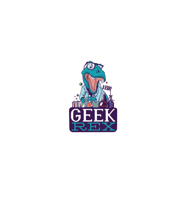 Geek Rex Dinoszaurusz póló minta fekete pólón