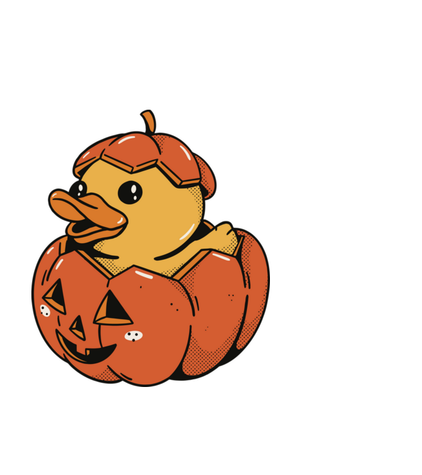 Gumikacsa Pumpkin Halloween minta fehér pólón