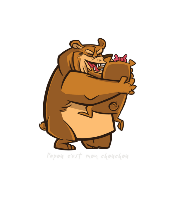 Medve apu minta fehér pólón