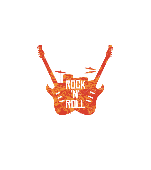Rock N Roll Gitár minta fekete pólón