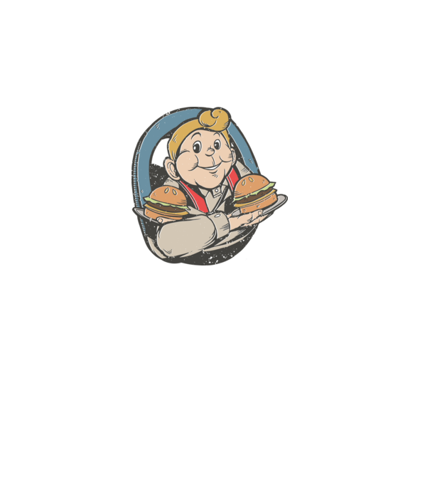 Retro fiú hamburgerrel minta fehér pólón
