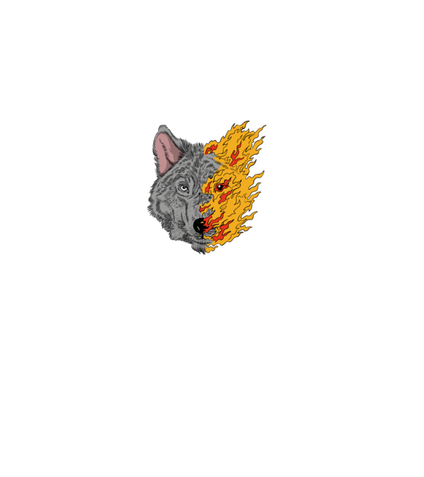 Fire Wolf Farkas minta fekete pólón
