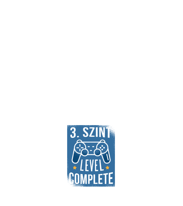3. szint level completed minta fehér pólón