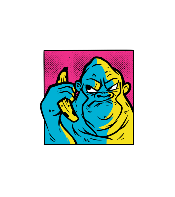 dühös gorilla minta fehér pólón