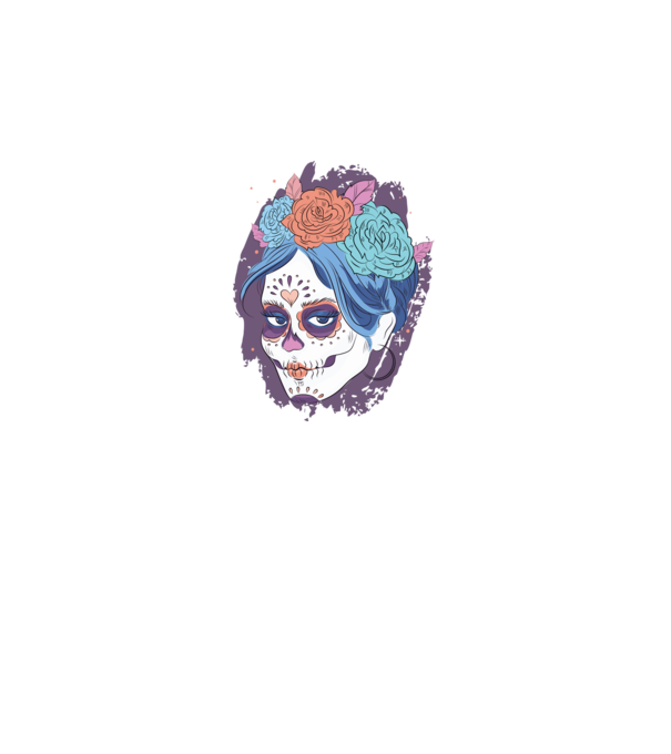 Dia de Los Muertos - Koponya virágokkal minta fekete pólón