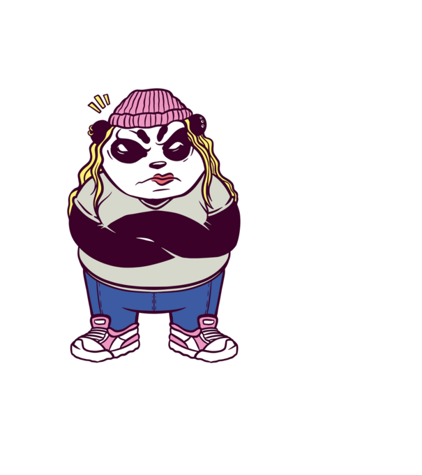 Dühös panda lány minta világoskék pólón