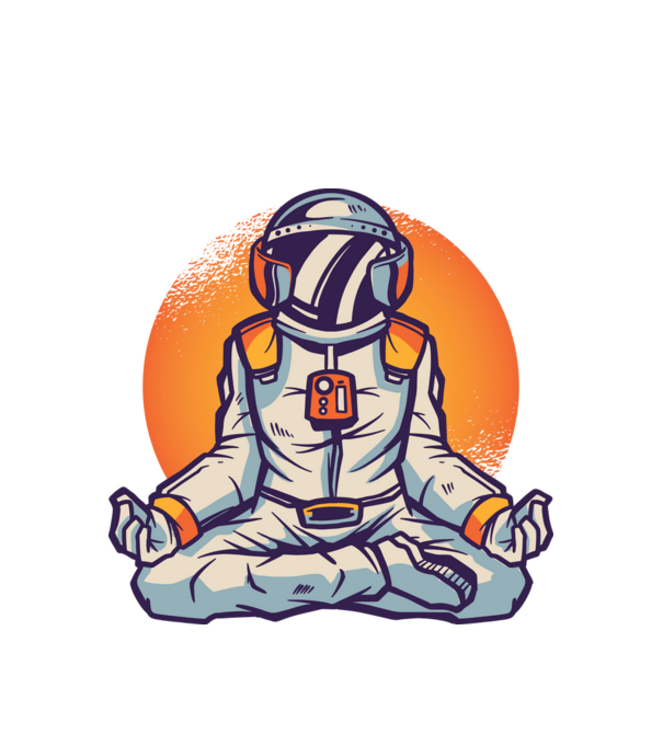 Meditáló űrhajós minta fehér pólón