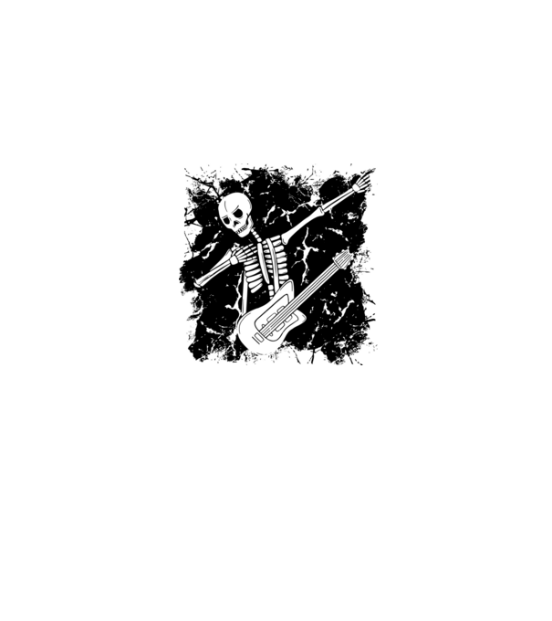 Csontváz gitáros dab minta szürke pólón