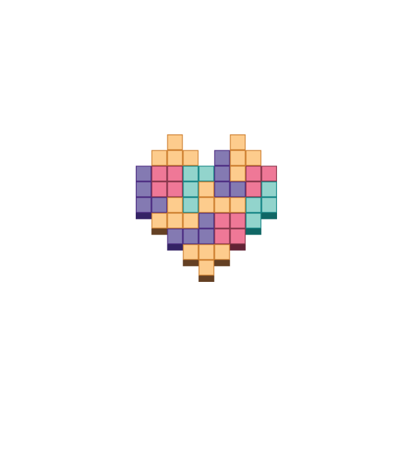 Tetris Szív minta fehér pólón