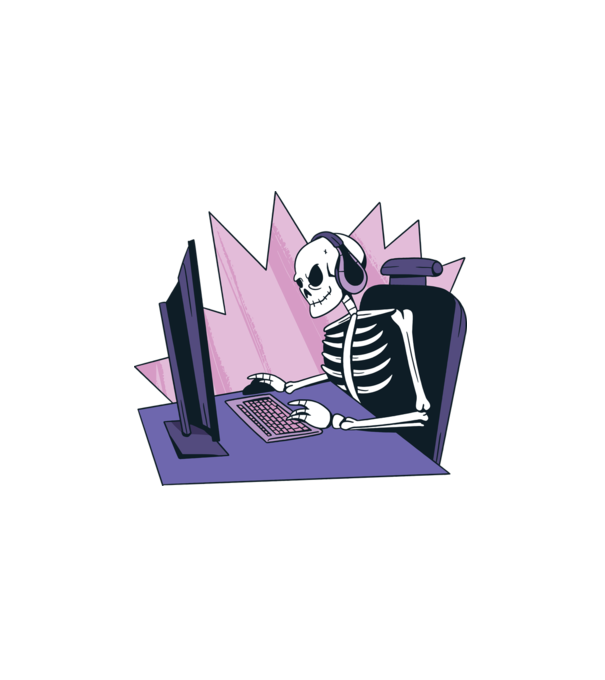 Gamer Csontváz minta fehér pólón