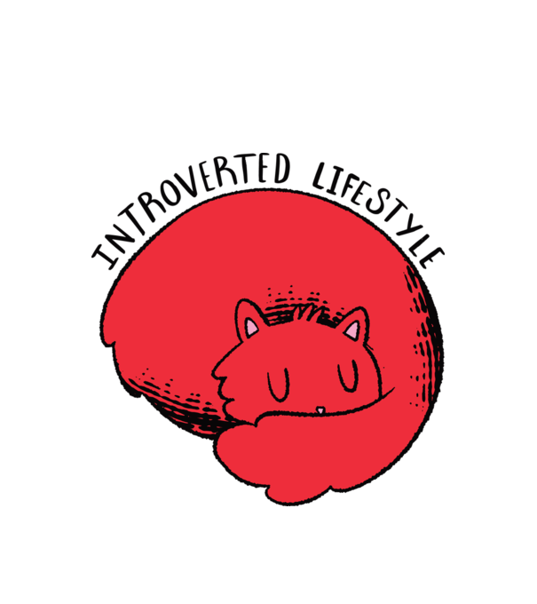 Introvertált Cica minta fehér pólón