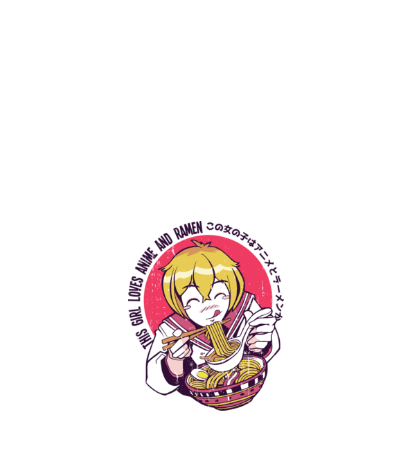 Ramen és anime minta fehér pólón