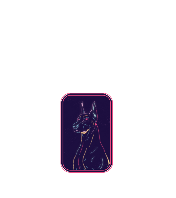 Doberman minta fehér pólón
