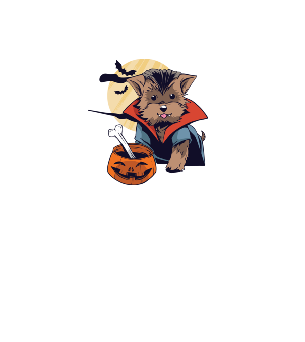 Vámpír Yorkie Halloween minta világoskék pólón