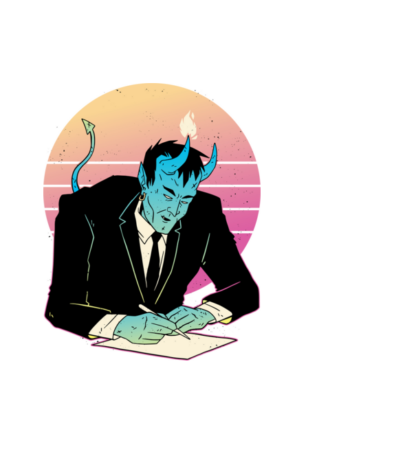 Devil vaporwave minta fekete pólón